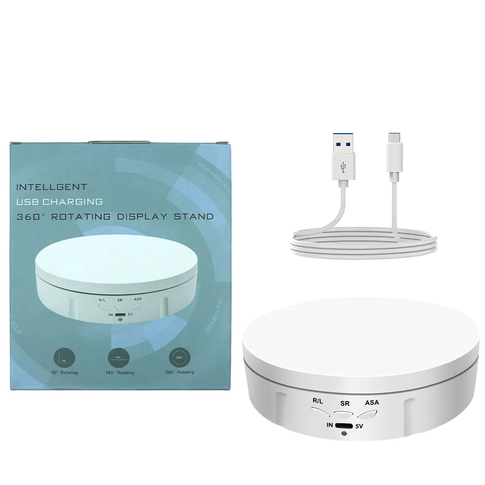 USB-Powered 360° Rotating Display Turntable with Adjustable Speed for Photography and Videography