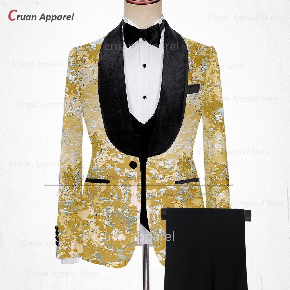 

Fashion Printing Suit Sets For Men Formal Party Tailor-made Elegant Costumes Wedding Groomasman Mariage Tuxedos Outfits 3 Pieces