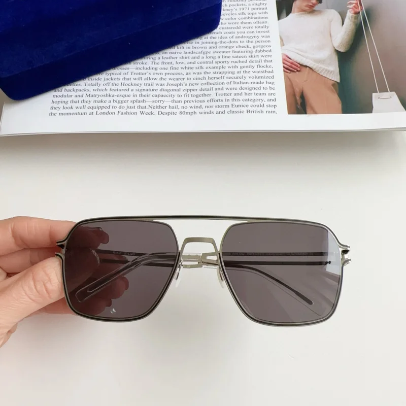 Deutschland Marke Design Schraubenlose Sonnenbrille Titan Ultraleicht Platz Mode Männer Sonnenbrille Große RIKU Gläser Auge Hohe Qualität – Detail 5