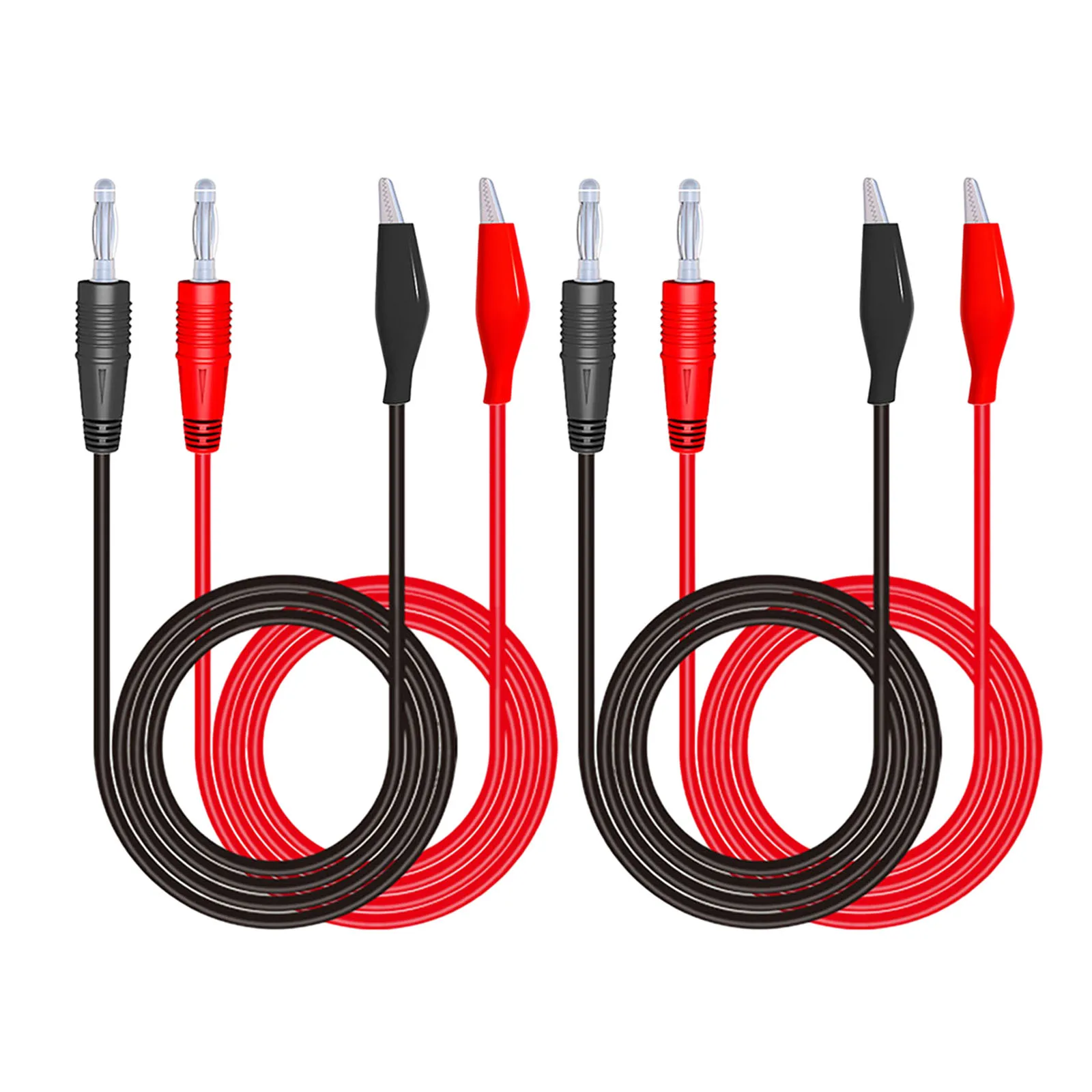 

4Pcs Universal Multimeter Test Leads 4mm Banana Plug To Alligator Clips Probe Needle-tip Wire Cable Red And Black