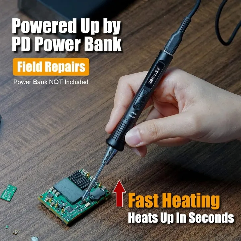 9V/12V Type C USB Original Digital OLED Programmable Pocket-size Portable Soldering Iron Station Kit