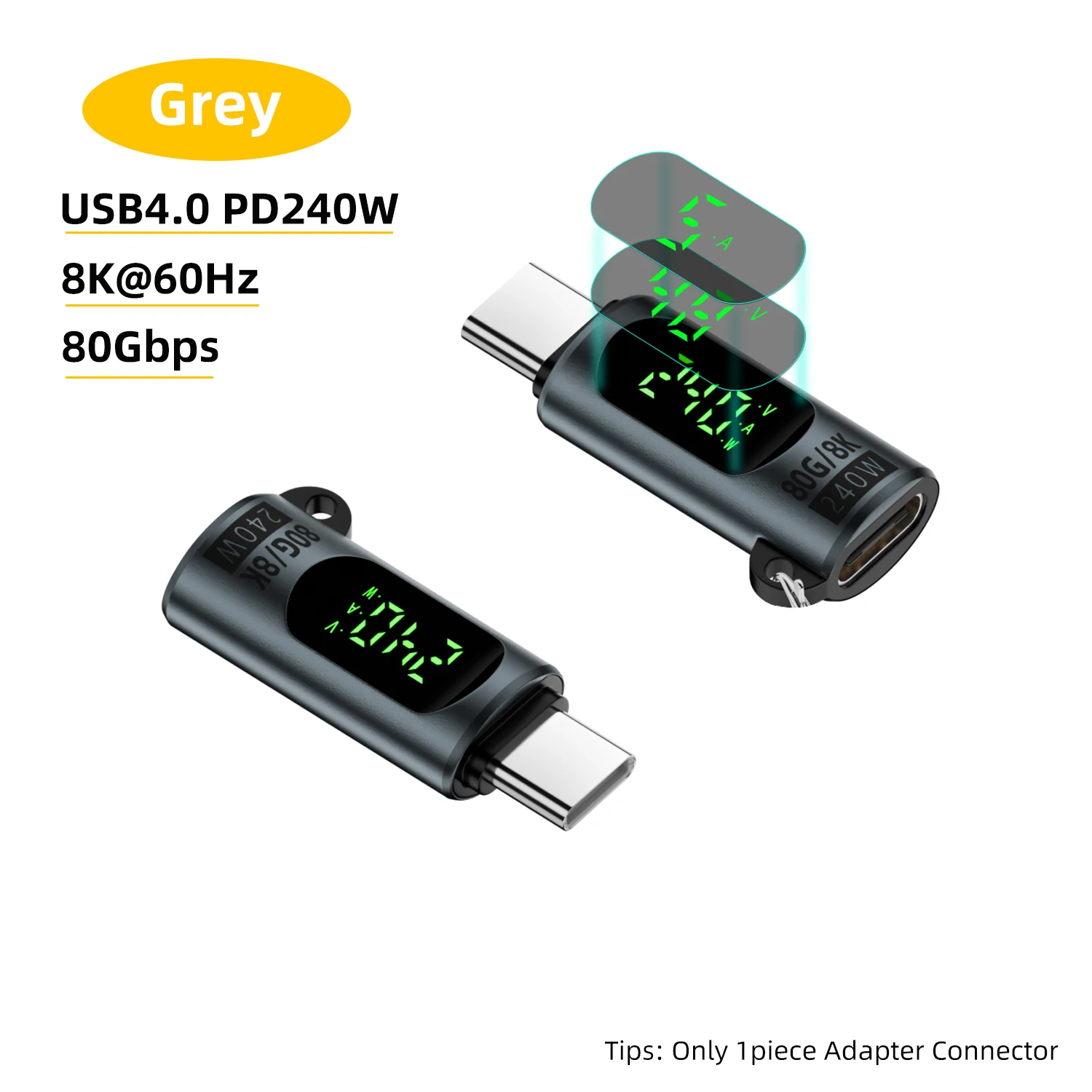 Ultra-Speed USB-C to USB-C Adapter with Digital Display - 240W Power and 8K Support