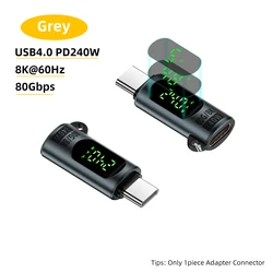 Ultra - Speed USB - C to USB - C Adapter with Digital Display - 240W Power and 8K Support (Grey)