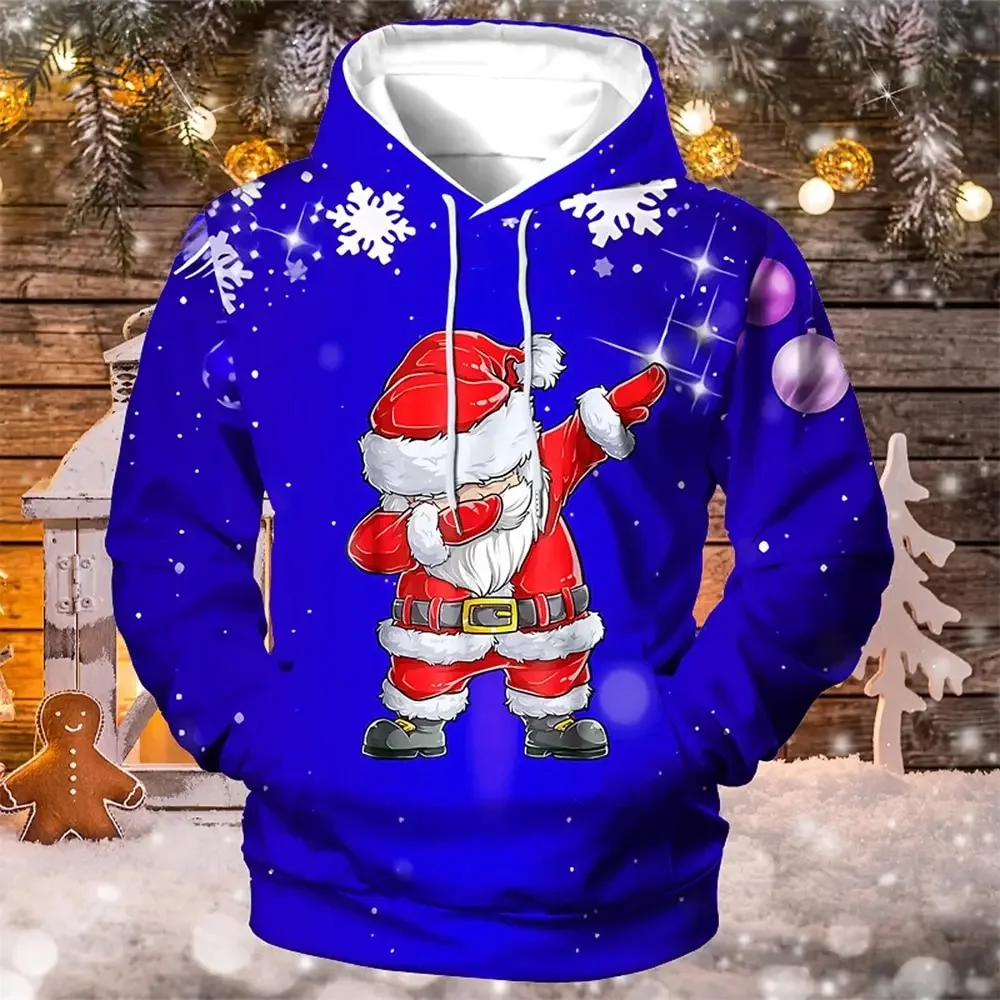 thumbnail image 1 of Sudadera con capucha navideña de Año Nuevo con estampado 3D de Papá Noel para hombre, sudadera con capucha de moda urbana para fiesta, ropa navideña de gran tamaño, 1 of 5