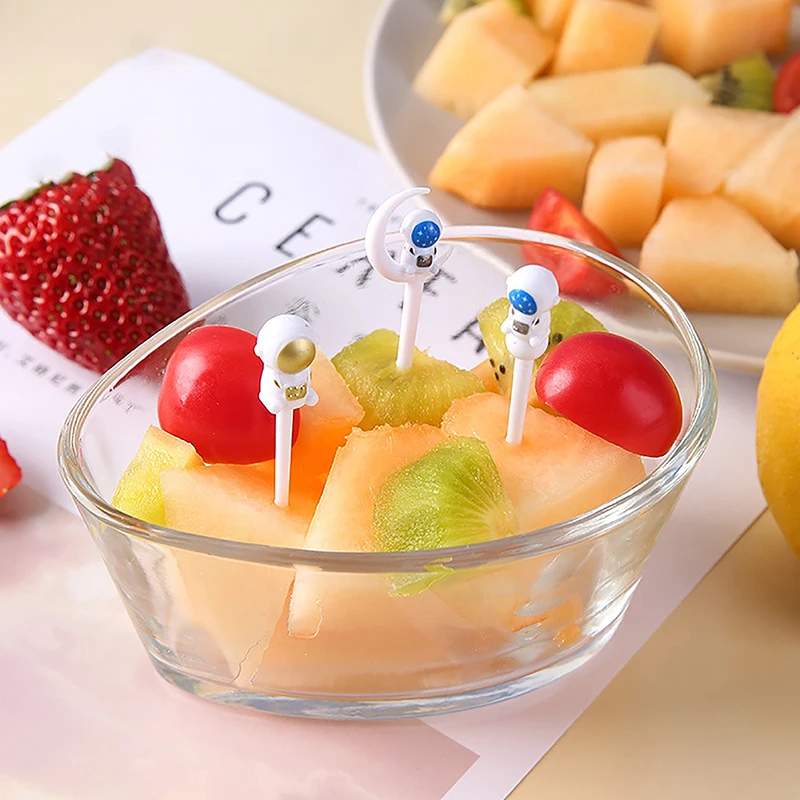 Fruit Fork 6/8/9/12Pcs Astronaut Fruit Fork Kids Snack Dessert Toothpick Decor Lunch Salad Accessories Cake Picks