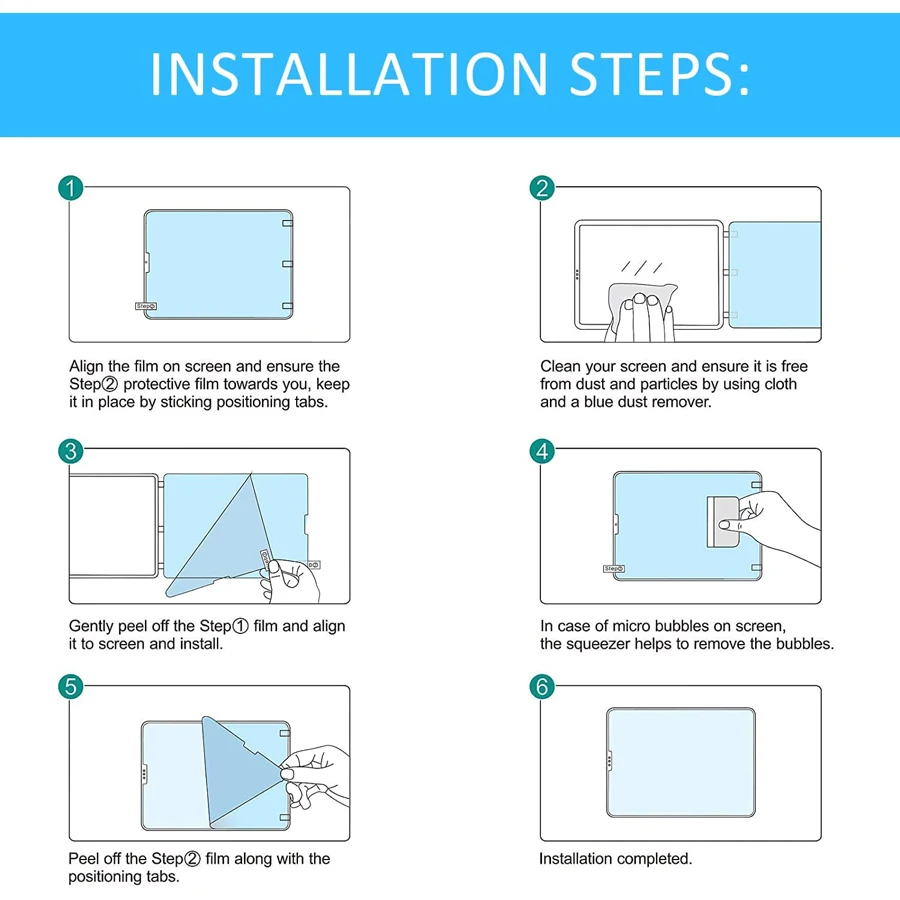 Anti Blue Light and Anti Glare Screen Protector for iPad Air 4 2 3 Pro 9.7 10.2 10.5 11 Inch Mini 5 7.9 Tablet Protective Film pillow tablet holder