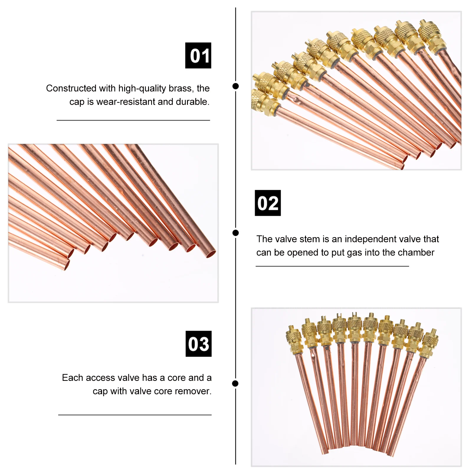 10 Pcs Valve Needle Tube Air Conditioning with Core Refrigeration Check Conditioner