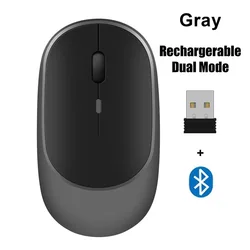 Ergonomic Portable Silent Wireless Mouse with Bluetooth 2.4G Connectivity (GRAY)