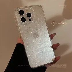Luxury Sparkling Glitter Clear Shockproof Soft Back Phone Case for iPhone 15 Pro Max (Clear)