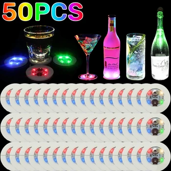 LED 코스터 라이트 업 병 스티커, 양주 음료, 빛나는 컵 매트, 클럽 바 파티, 자동차, 웨딩 파티, 꽃병 장식, 1 개, 10 개, 20 개, 30 개, 50 개