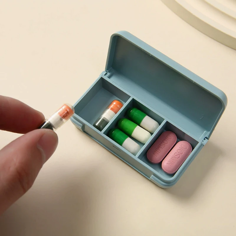 Compact Portable Pill Organizer - Cute Travel Medicine Storage Box with Three Compartments