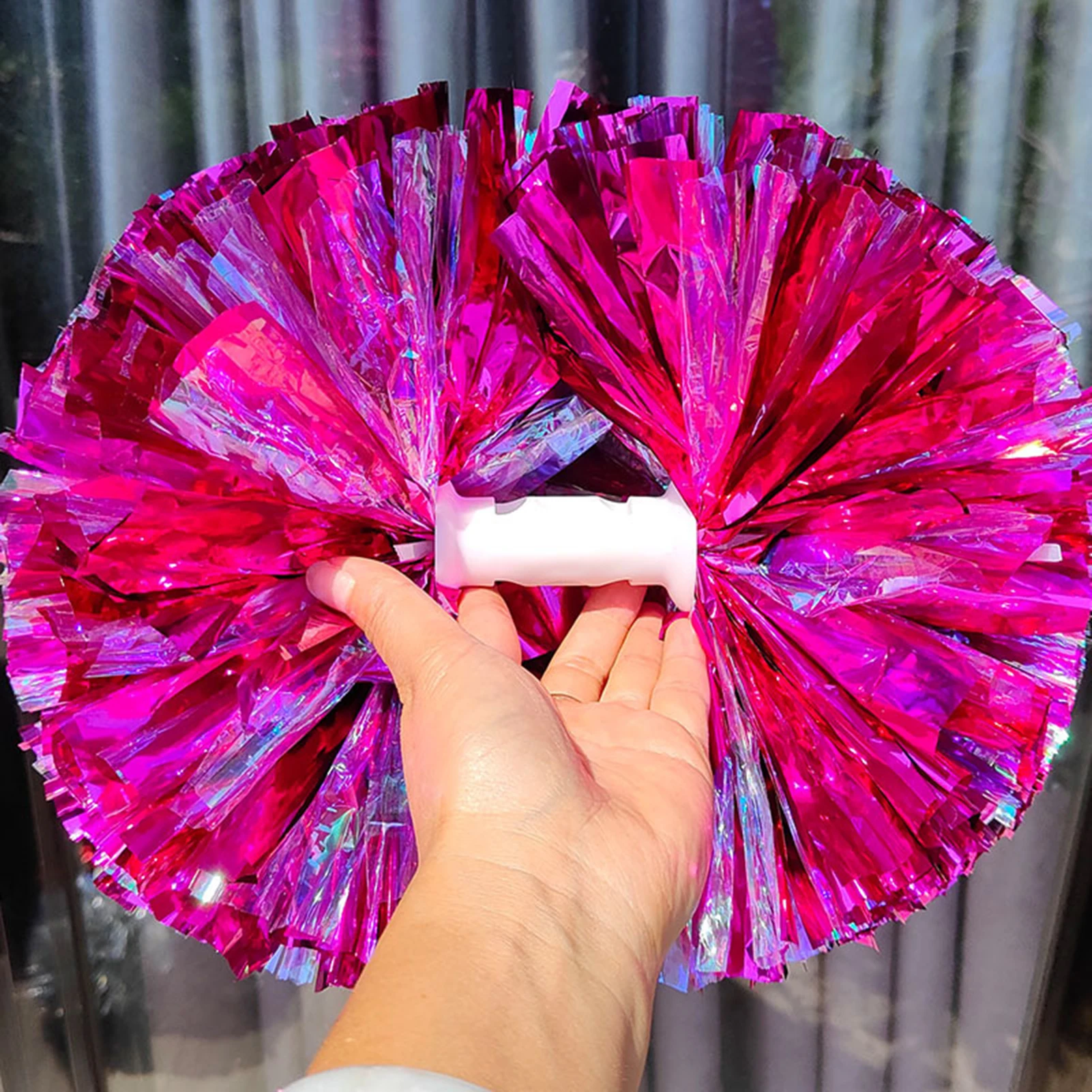 Double-headed Metallic Streamer Pom Poms Cheerleading Cheer Pompoms Team Sports Spirit Party Cheering Kids Adults Cheer Pompoms