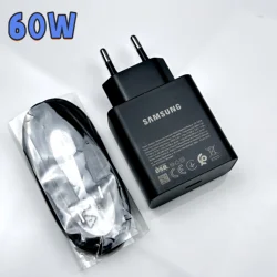 Samsung 60W PD Super Fast Charging Adapter with Type C Cable - Original - 60W EU set (For samsung 60W)
