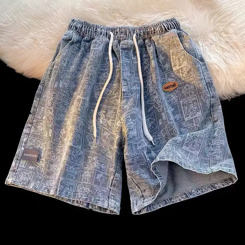 Denim Shorts Men Women Summer Thin American High Street Casual Breeches Fashion Brand Wearing Loose Five Quarter Pants