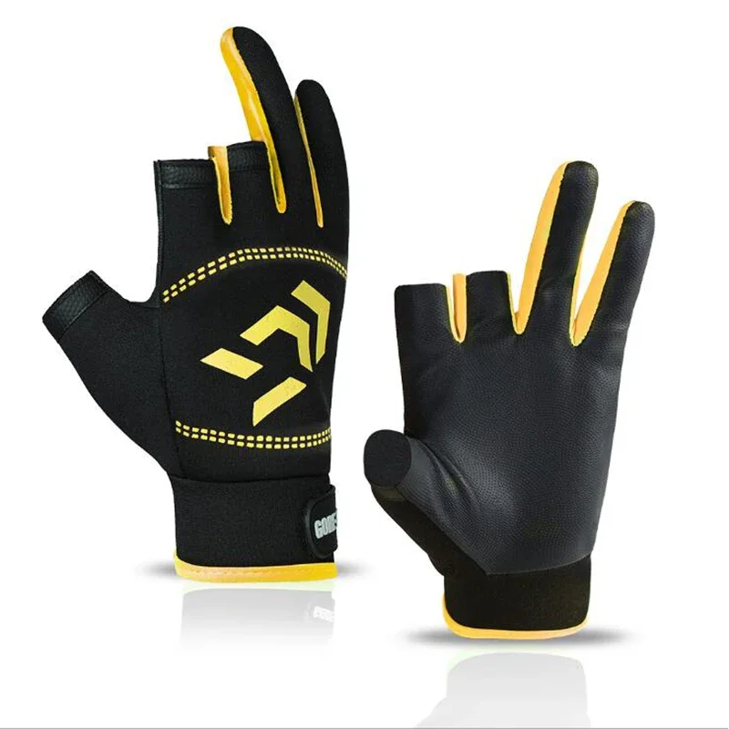 2 Piece Fishing Gloves Men's Summer Sunscreen Stab-Proof Waterproof Lure Fishing Equipment Special Exposed Three-Finger Non-Slip