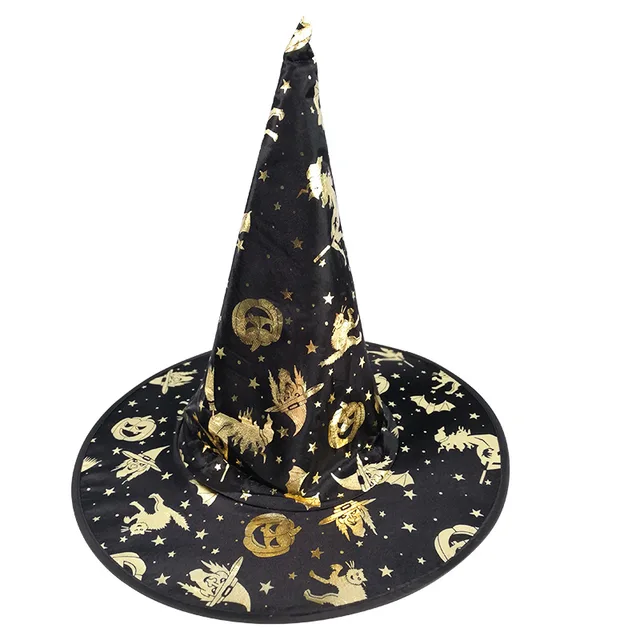 Gold Plated Witch Hat - Glamorous Halloween Costume Accessory for Makeup Balls and Parties - Image 2