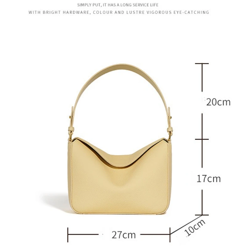 New Cowhide Handbag Underarm Bag for Women One Shoulder Bag High Quality Fashion Genuine Leather Crossbody Bag Portable Tote Bag