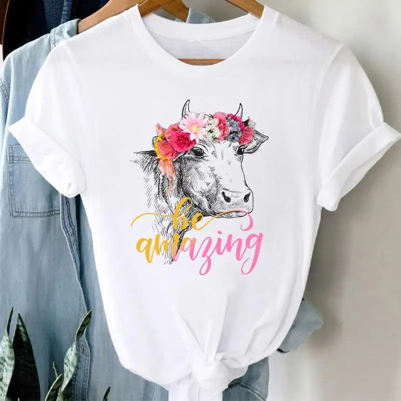 

Unisex Print 2021 Woman tshirts Summer Fashion Animal Graphic T Shirt Base O-neck White T-shirt Female 90s Funny Girls Tshirt