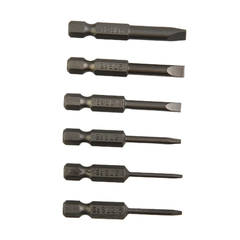 

Electric Screwdriver Bit 6pcs/set 50mm Flat Head Slotted Tip Magnetic Screwdrivers Bits 2.0-6.0mm Screwdriver Head Replacement