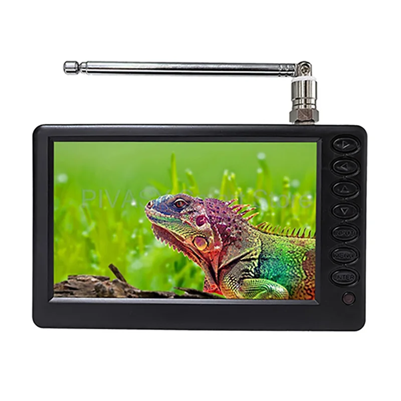 5 Inch Portable Car Mini TV Monitor Screen Movable Small Digital Television Inbuilt Battery Music House Outdoor Wireless Mobile
