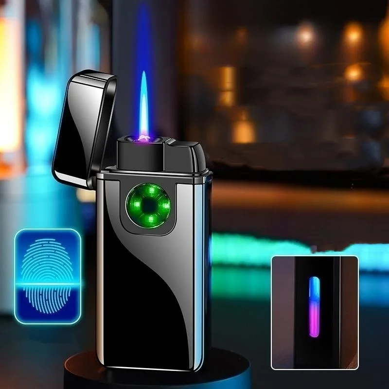 

New Gas Electric Hybrid Dual Use Double Arc Pulse Lighter Outdoor Windproof High Power Electric Metal Cigar Lighter Gift for Men