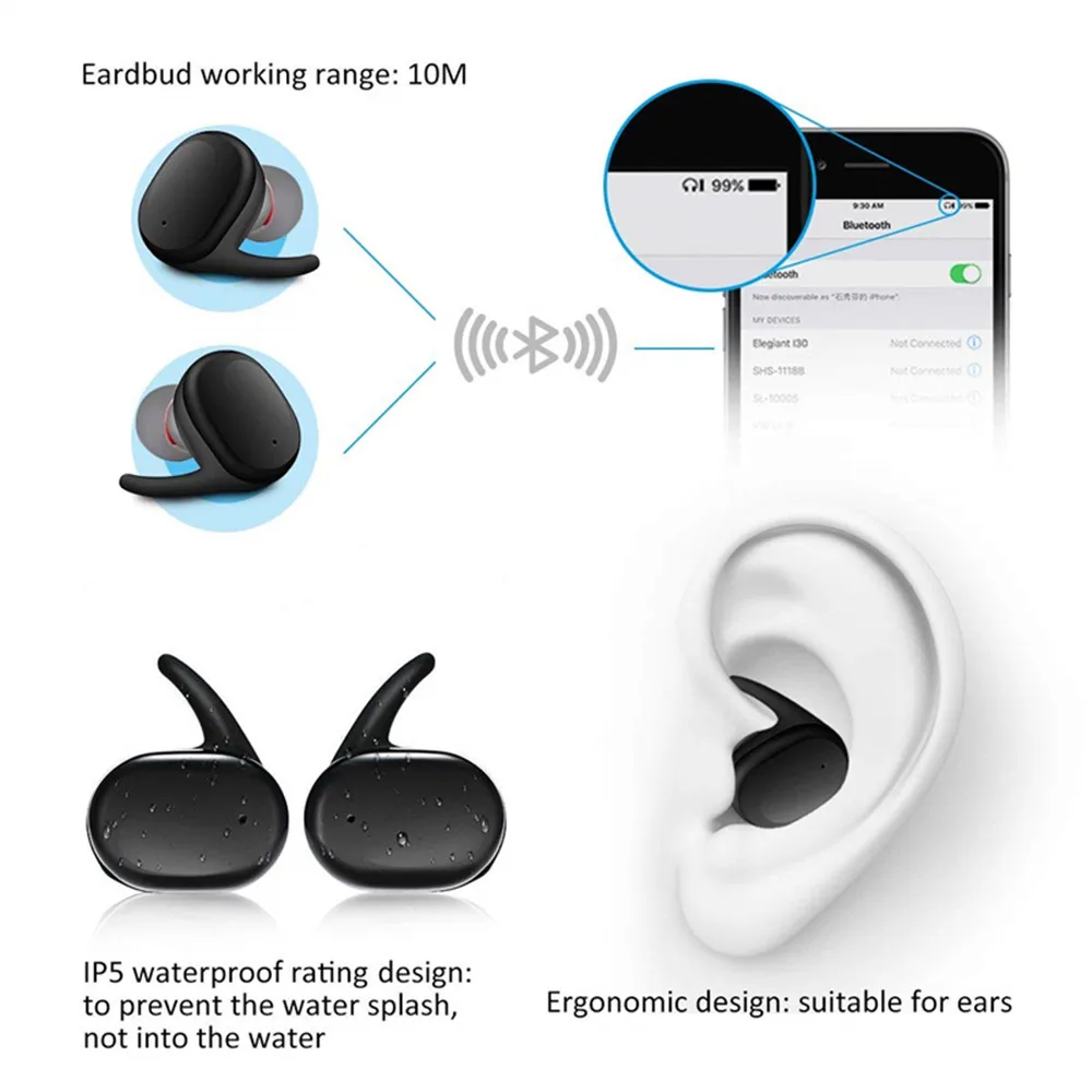 Tws Wireless Bluetooth Headconjunto 5.2 Fones de Ouvido sem Fio Earbuds In-ear Ruído Redução Fones de Ouvido à Prova Dágua para Todos os Telefones Y30 - Image 5