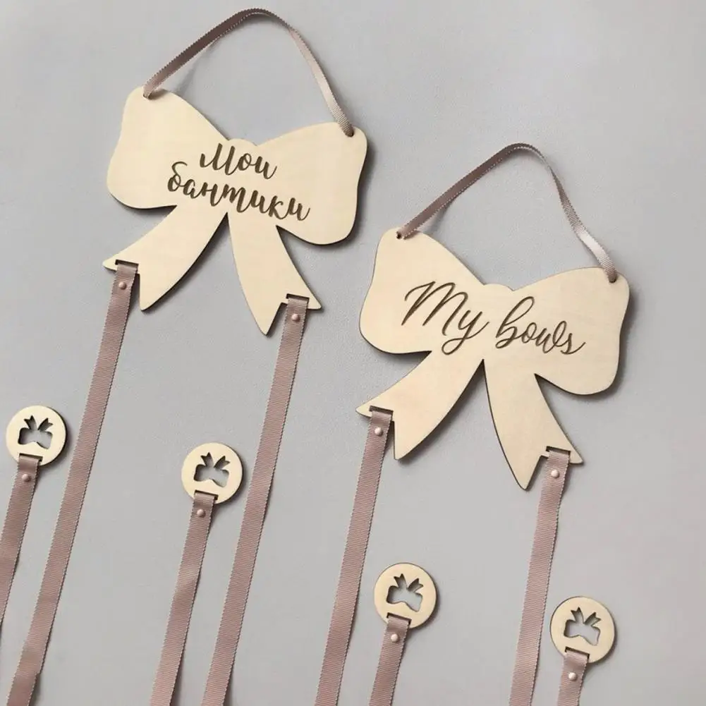 Wooden Swan Bow Shape Baby Hair Clips Holder Hanging Pendant Portable Hairband Storage Pendant Organizer Wall Ornaments