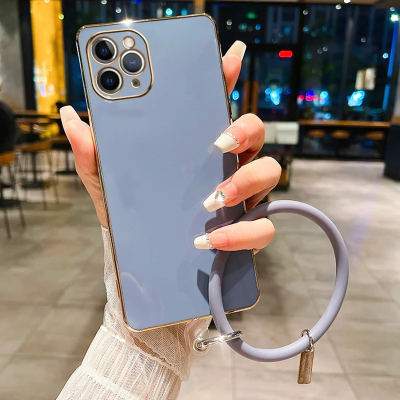 Plating Case For Samsung A34 A54 A53 A32 A33 A22 A13 4G 5G A12 A73 A25 A31 A21S A14 Wristband Bracelet Soft Silicone_voghion.com