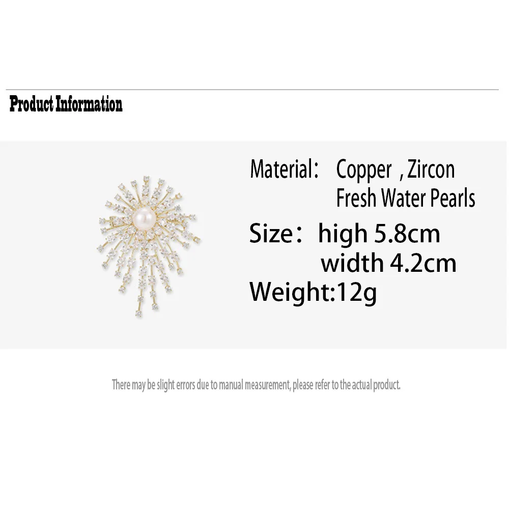 Korean Luxury Full of Rhinestone Sun flower Brooches For Women Big Pearl Brooch Pins Jewelry Accessories For Clothing Suit