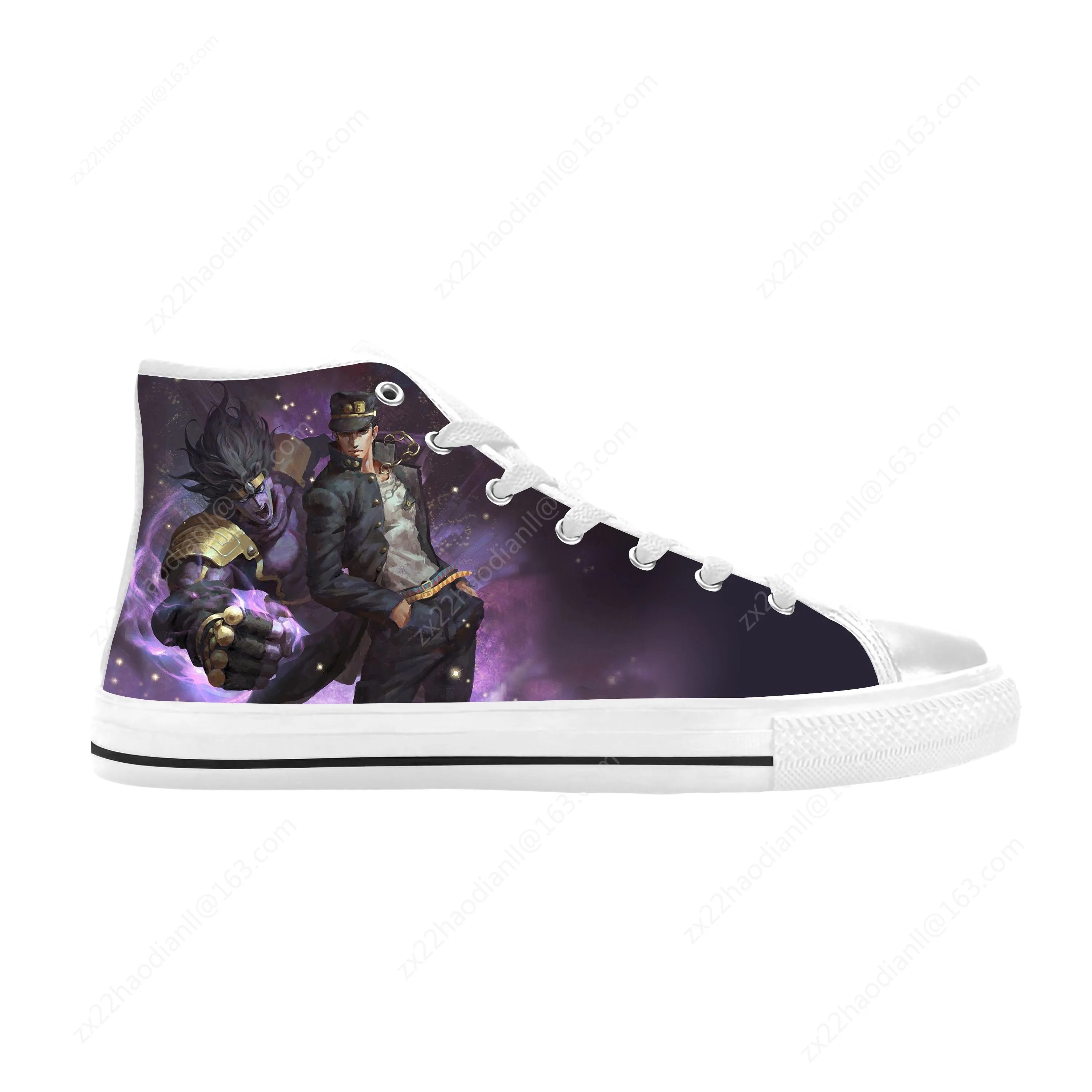 Japanese Anime Jojo Bizarre Adventure Kujo Jotaro Casual Cloth Shoes High Top Comfortable Breathable 3D Print Men Women Sneakers