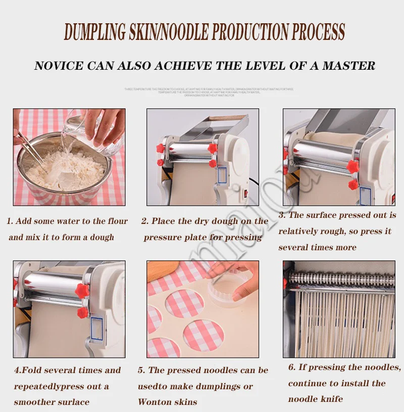 Description Picture 3 of itemElectric Noodle Press Machine Dough Roller Stainless Steel Desktop Pasta Commercial Kneading Dumpling Make 220V