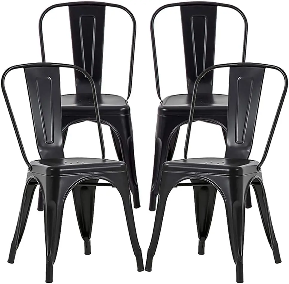 

Dining Chairs Set of 4 Metal Chairs Chair 18 Inches Seat Height Dining Room Kitchen Chair Tolix Restaurant Chairs Bar Stackable