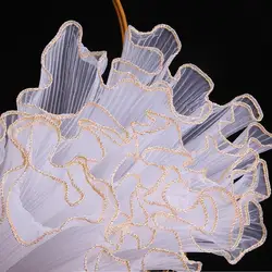 Elegant Pearl Wave Yarn Flower Wrapping Paper - Lace Mesh Bouquet Gift Packaging Decor (28cm x 4 yards) (Golden edge White)