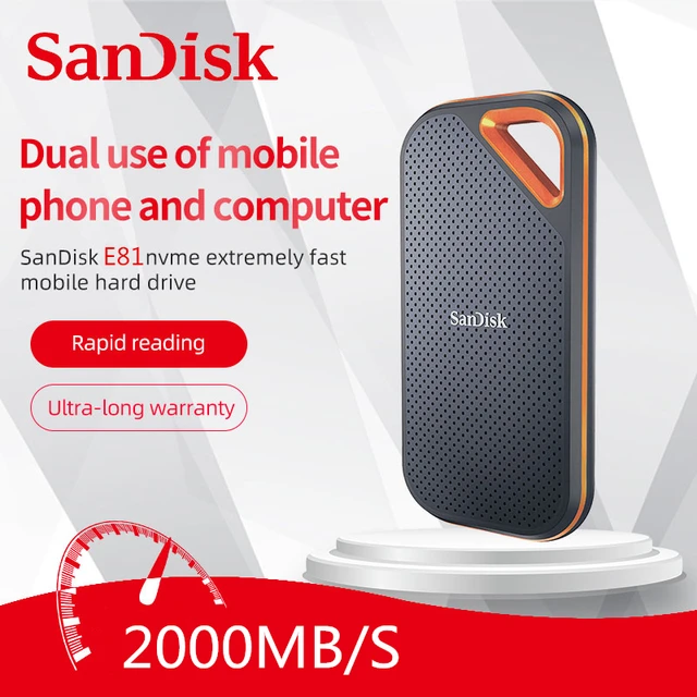 샌디스크외장하드 Sandisk SSD 외장형 하드 드라이브 1 테라바이트 휴대용 ssd E81 USB 유형 C 최대 2000 메터/초 Ssd 외장형 하드 디스크 2 테라바이트 SSD 드라이브 (노트북 용) 장단점 비교