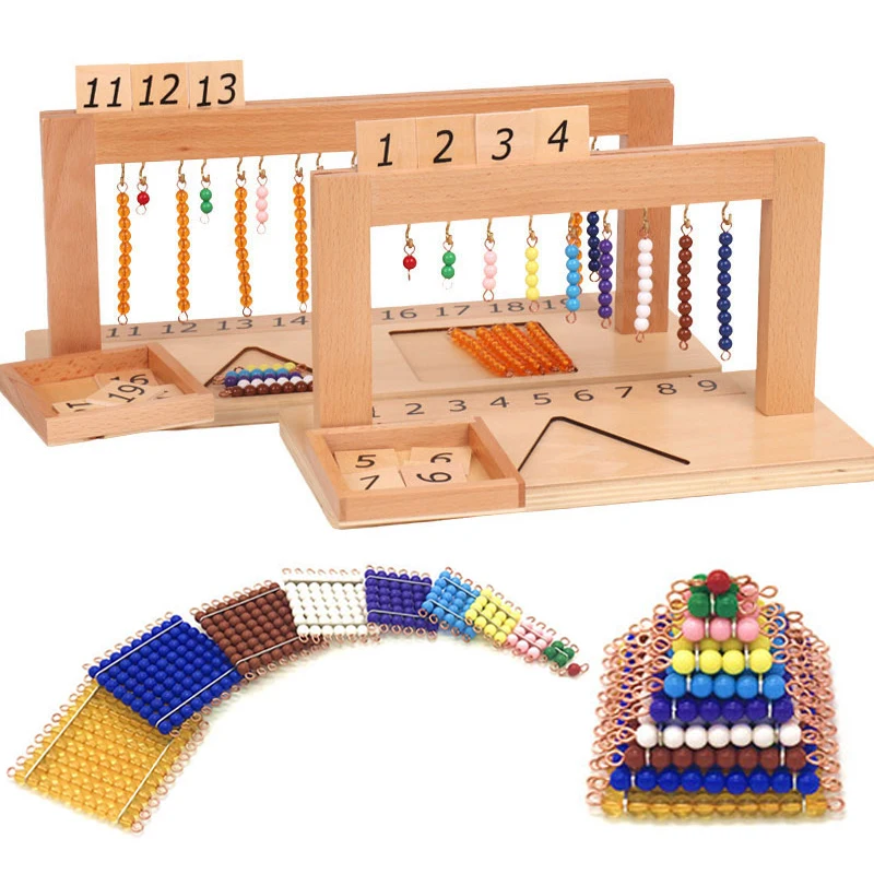 Educational Toys Montessori Mathematics Material Pearls Learning Toys Beaded Symbols Trays Decimal Educational Counting Math Toys for Preschool