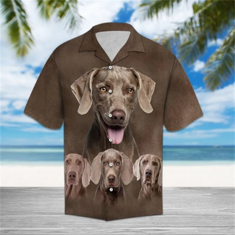 thumbnail image 1 of Camisa social para uso diario, camisas para hombre, blusa Weimaraner de manga corta con estampado de animales en 3D, camisetas casuales, ropa masculina de gran tamaño, 1 of 5