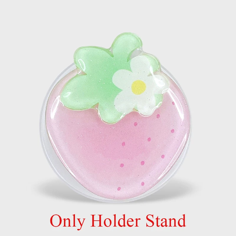 Stylish Strawberry Grip Tok Stand with Gradient Stars and Magnetic Wireless Charging Cover