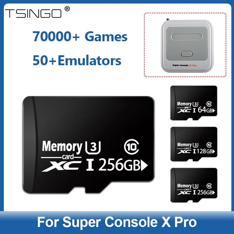 

TSINGO System Game Card For Super Console X Pro/X Pro Max Built-in 70000+/60000/50000 Games 50+ Emulators For PSP/PS1/NDS