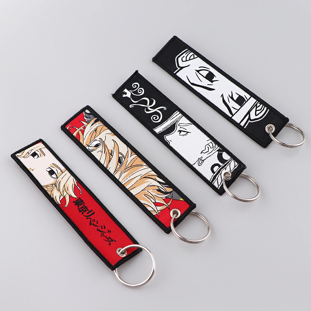 Anime Keychain Japanese Cool Embroidery Key Fobs Key Tag For Motorcycles Cars Backpack Friends Gifts