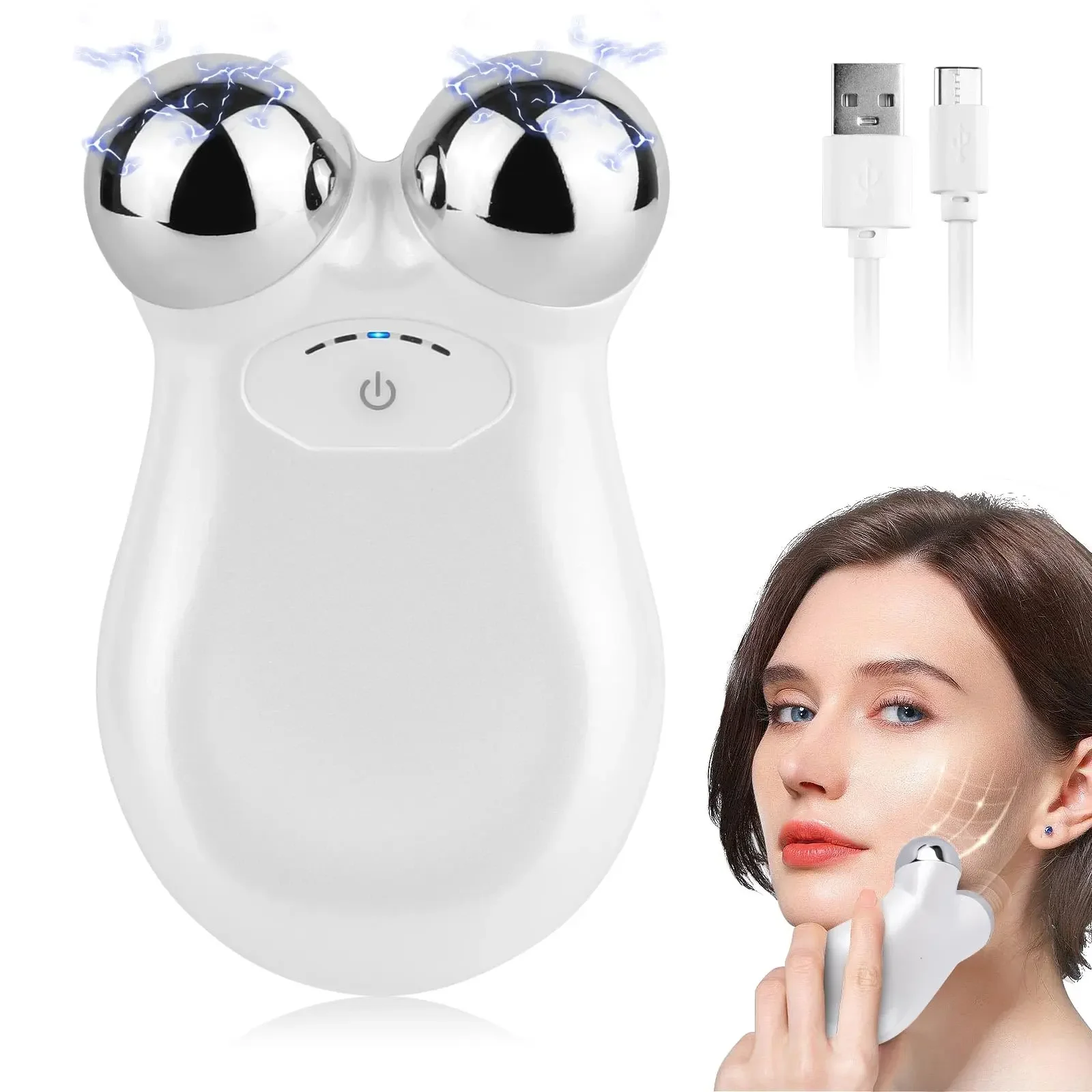 Revitalizing Stainless Steel Dual-Head Facial Massager for Skin Lifting and Firming
