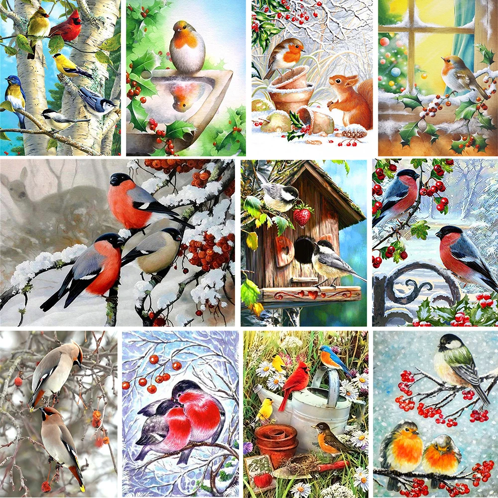 Meian 11/14CT Stickerei Malerei Vogel Haus Tier Kreuz Stich Kits DMC Gedruckt Leinwand DIY Handgemachte Dekoration