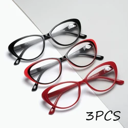 Elegant High - Definition Red Reading Glasses with Fashionable Spring Hinges - 3 Pack - +400 (3PCS)