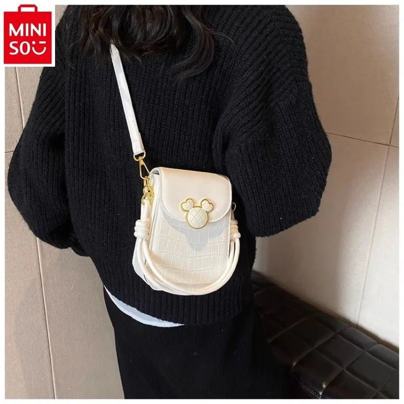 MINISO Disney Mickey Fashion Trendy One Shoulder Crossbody Bag Student High Quality Sweet Versatile Storage Phone Bag