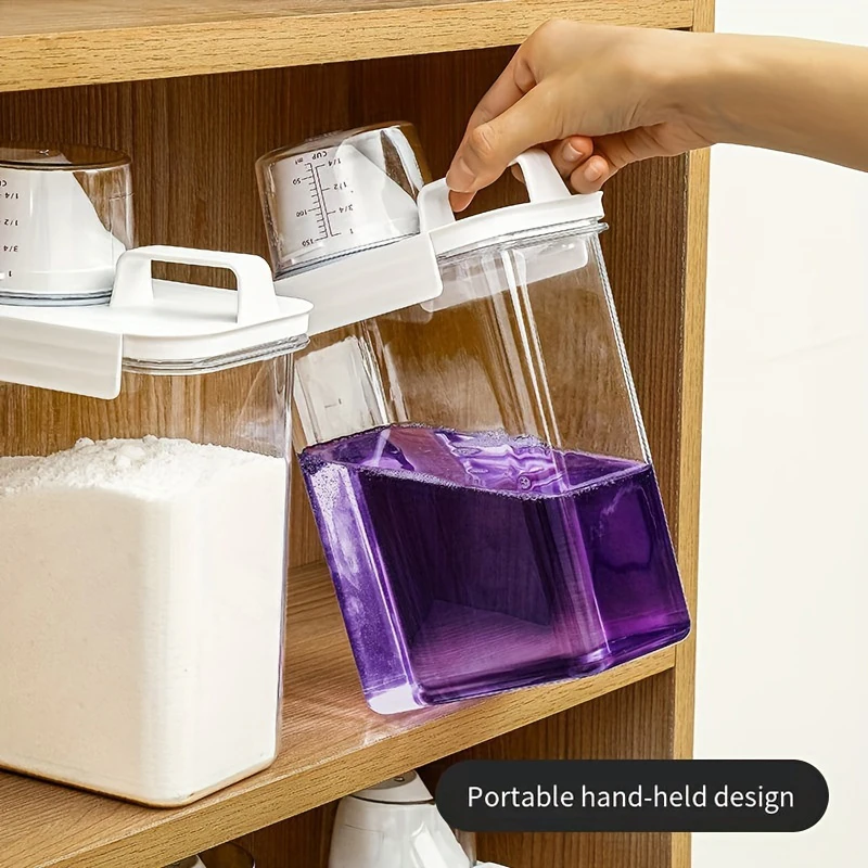 1-3pcs Airtight Laundry Detergent Powder Storage Box Jar Bleach Storage Container Large Capacity Measuring Cup storage box