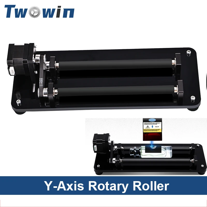 TWOWIN Rotary Roller Y-axis Rotatory Engraving Module for Engraving DIY Kit Cylindrical Objects Cans Cups Glass Bottles laser engraving machine