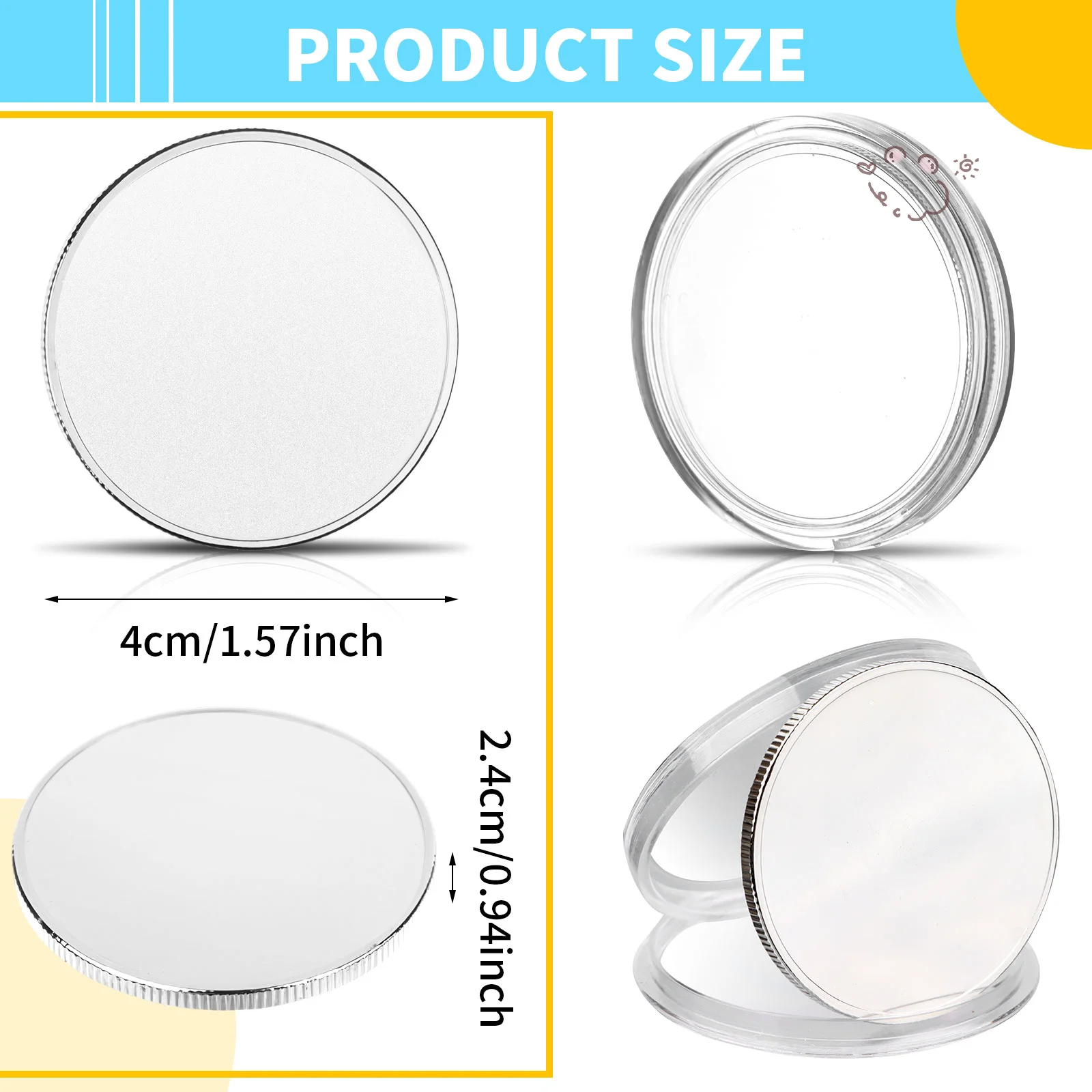 20Pcs 40mm Blank Challenge Coin Threaded Edged 40 mm with Acrylic Protection Box Hand Personalized DIY Craft Coin