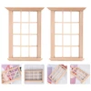 2Pcs Mini Furniture Doll House Miniature Window Frame Model Decoration Windows Dollhouse Furniture Toy 2