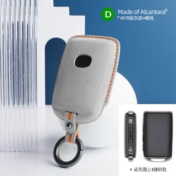 Luxurious Alcantara Suede Car Key Case with Keychain - 4 - Button Protector Cover (A5)