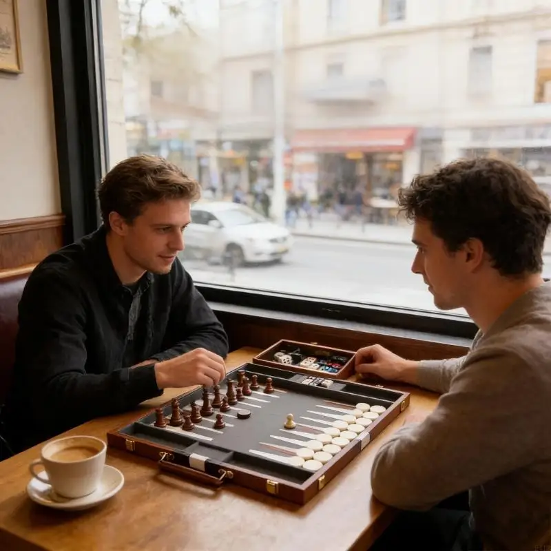Gioco da tavolo Backgammon dal design compatto, facile da trasportare a casa o in viaggio - immagine 3