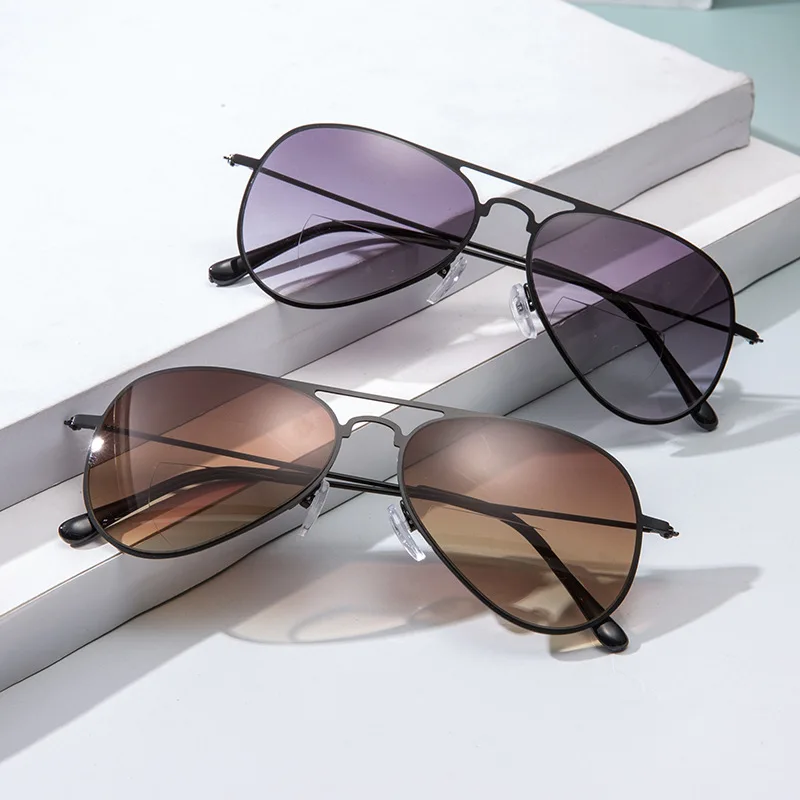 

20222 New Alloy Bifocal Sun Reading Glasses Men Fishing Shade Sunglasses Prebyopia Spectacles Reader Unisex +1.0+1.5...+3.5